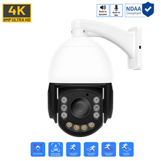 8MP VCA AI Face Detection Human & Vehicle Detection Auto Tracking Dual Light Two-Way Audio 20X PTZ Camera